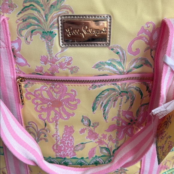 NWT Lilly Pulitzer Tropical Oasis Large Cooler Bag Canvas Tote w/ Matching Pouch - Picture 16 of 16